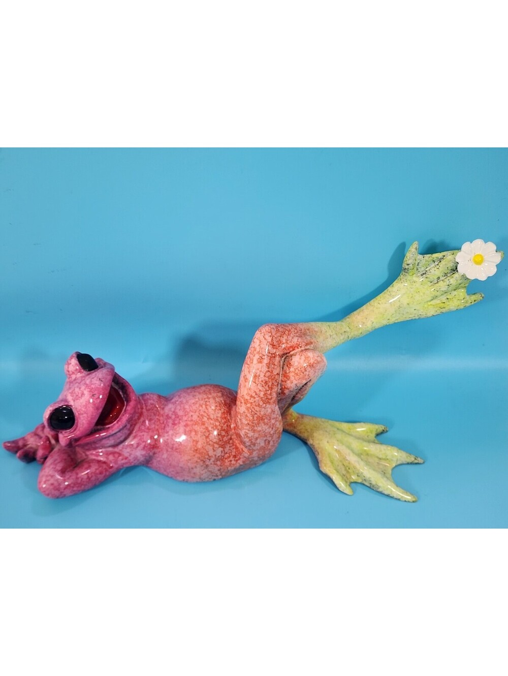 Kitty's Critters “Hottie” Large 12” Pink & Green Lady Frog Figurine 2006